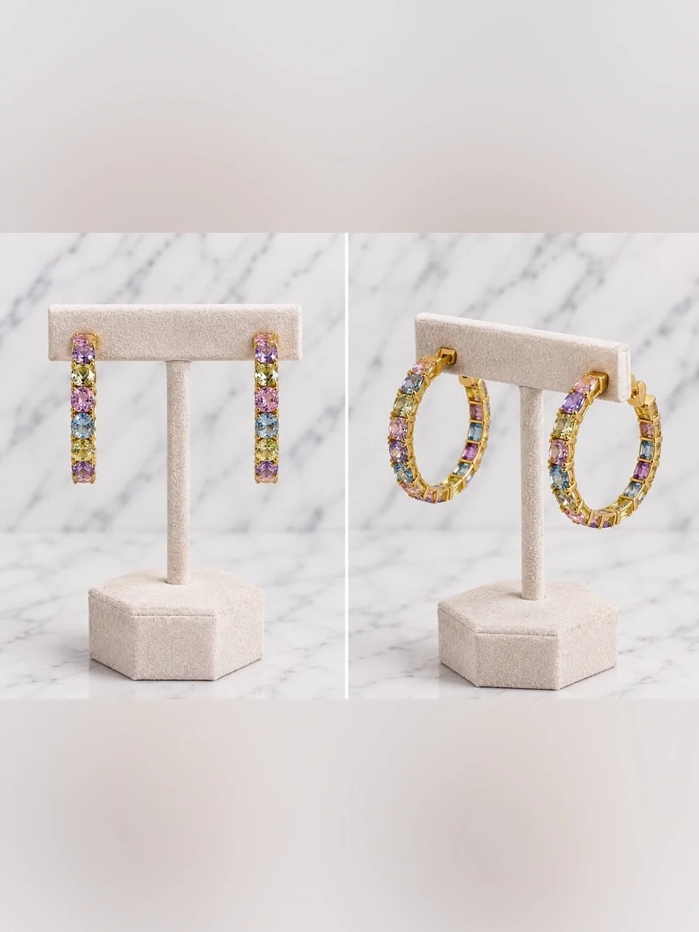18K Gold Filled Hoop Earrings | Multicolor AAA CZ | 18K Gold Filled | NWOT